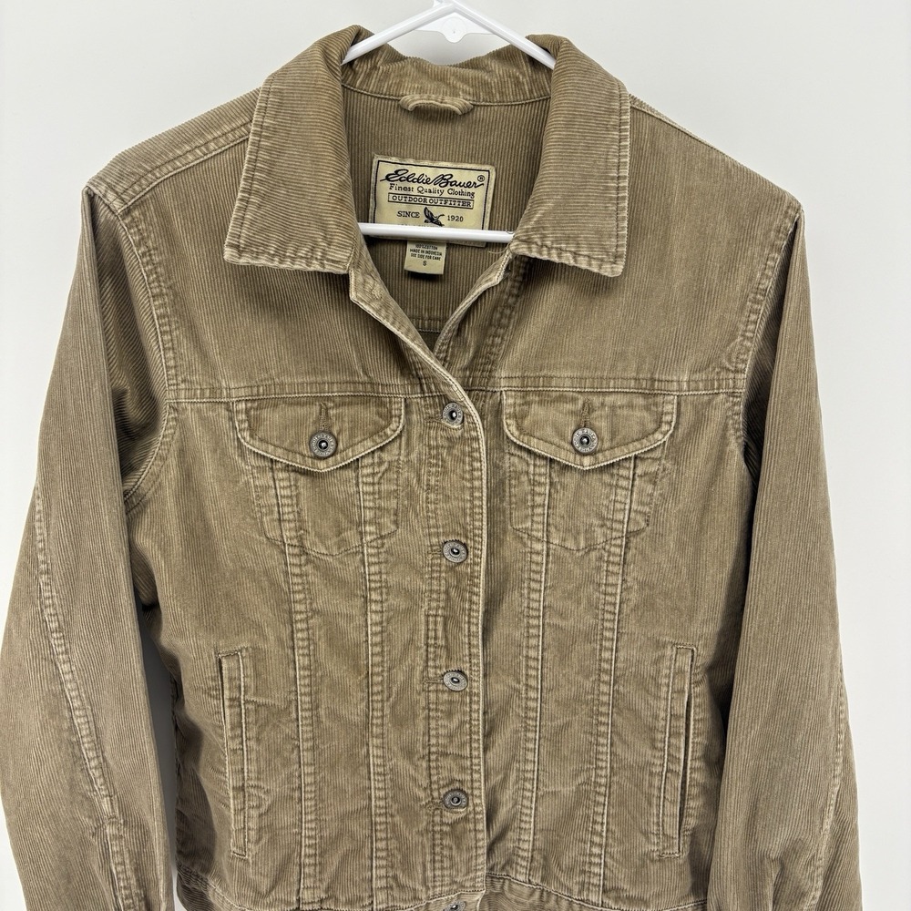 Vintage Eddie Bauer Corduroy Trucker Jacket Brown Cotton Western Womens S